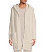 Color:Almond - Image 1 - CozyChic Boucle Hooded Patch Pocket Long Coatigan