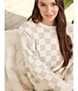 Color:Oatmeal/Cream - Image 5 - CozyChic® Cotton Checkered Pullover