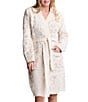 Barefoot Dreams CozyChic® Knit In the Wild Long Sleeve Leopard Print Short Robe, Color:Cream-Stone - Image 1