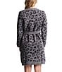 Barefoot Dreams CozyChic® Knit In the Wild Long Sleeve Leopard Print Short Robe, Color:Graphite-Carbon - Image 2