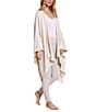 Color:Seashell/Cream - Image 1 - CozyChic® Lite Bordered 3/4 Sleeve Knit Bed Jacket