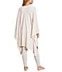 Color:Seashell/Cream - Image 2 - CozyChic® Lite Bordered 3/4 Sleeve Knit Bed Jacket