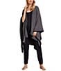 Color:Mineral/Black - Image 1 - CozyChic® Lite Bordered 3/4 Sleeve Knit Bed Jacket