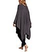 Color:Mineral/Black - Image 2 - CozyChic® Lite Bordered 3/4 Sleeve Knit Bed Jacket