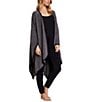Color:Mineral/Black - Image 3 - CozyChic® Lite Bordered 3/4 Sleeve Knit Bed Jacket