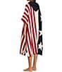 Color:Indigo Multi - Image 4 - Cozychic® Unisex Team USA Stars & Striped Ribbed 3/4 Sleeve Drawstring Hooded Cozy®Poncho