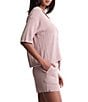 Barefoot Dreams CozyChic Ultra Lite® Contrast Scallop Short Sleeve Shirt and Short Coordinating Set - Image 3