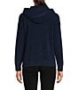 Barefoot Dreams CozyChic Ultra Lite Embroidered Heart Hoodie, Color:Marine-Scarlet - Image 2