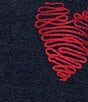 Barefoot Dreams CozyChic Ultra Lite Embroidered Heart Hoodie, Color:Marine-Scarlet - Image 4