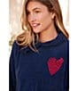 Barefoot Dreams CozyChic Ultra Lite Embroidered Heart Hoodie, Color:Marine-Scarlet - Image 6