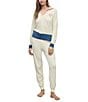 Barefoot Dreams CozyChic Ultra Lite Knit Color Block Coordinating Jogger, Color:Cream Multi - Image 4