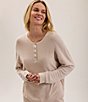 Barefoot Dreams CozyChic Ultra Lite® Knit Diamond Quilt Henley Long Sleeve Relaxed Coordinating Pullover Top - Image 6
