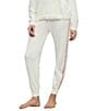 Barefoot Dreams CozyChic Ultra Lite Knit Heart Stripe Coordinating Jogger, Color:Pearl/Bloom - Image 1