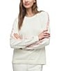 Barefoot Dreams CozyChic Ultra Lite® Knit Long Sleeve Crew Neck Heart Stripe Coordinating Pullover - Image 1