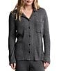 Barefoot Dreams CozyChic Ultra Lite® Lurex Rib Knit Button-Front Coordinating Lounge Top, Color:Carbon - Image 1