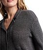 Barefoot Dreams CozyChic Ultra Lite® Lurex Rib Knit Button-Front Coordinating Lounge Top, Color:Carbon - Image 4
