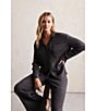 Barefoot Dreams CozyChic Ultra Lite® Lurex Rib Knit Button-Front Coordinating Lounge Top, Color:Carbon - Image 5