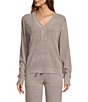 Color:Pewter - Image 1 - CozyChic® Ultra Lite Ribbed Back Placket Henley Pullover