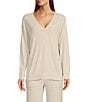 Color:Almond - Image 1 - CozyChic Ultra Lite® V Neck Hi-Low Coordinating Pullover