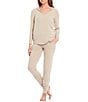Color:Heather Oatmeal - Image 3 - Malibu Luxe Brushed Jersey Jogger Coordinating Lounge Pants
