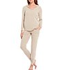 Color:Heather Oatmeal - Image 3 - Malibu Luxe Brushed Jersey Coordinating Lounge Hoodie