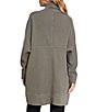 Color:Olive Branch - Image 2 - Solid Brushed Terry Wide Shawl Collar Long Dolman Sleeve Oversized Circle Cardigan