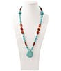 Barse Red Canyon Collection Silver, Jasper and Magnesite Long Pendant Necklace - Image 2