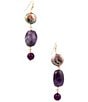 Barse Abalone and Amethyst Twilight Tides Linear Earrings, Color:Gold/Purple - Image 2