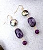 Barse Abalone and Amethyst Twilight Tides Linear Earrings, Color:Gold/Purple - Image 4