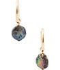 Barse Abalone Hoop Drop Earrings, Color:Purple/Pearl/Gold - Image 1