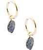 Barse Abalone Hoop Drop Earrings, Color:Purple/Pearl/Gold - Image 2