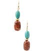Barse Adobe Sunset Golden And Genuine Stone Drop Earrings - Image 1