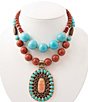 Barse Adobe Sunset Golden and Genuine Stone Statement Necklace - Image 1