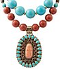 Barse Adobe Sunset Golden and Genuine Stone Statement Necklace - Image 2