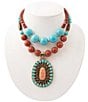Barse Adobe Sunset Golden Genuine Stone Beaded Statement Necklace - Image 1