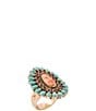 Barse Adobe Sunset Golden, Turquoise and Orange Sponge Coral Statement Ring - Image 1