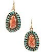 Barse Adobe Sunset Turquoise and Orange Sponge Coral Statement Drop Earrings - Image 1