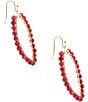 Barse Bordeaux Jade Enchanted Loop Orbital Earrings, Color:Gold/Red - Image 2