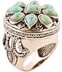 Color:Turquoise/Gold - Image 1 - Bronze & Genuine Turquoise Stones Statement Ring