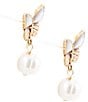 Barse White Mother of Pearl Golden Butterfly Post Drop Earrings, Color:Gold - Image 2