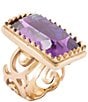 Barse Bronze, Abalone and Amethyst Moonlit Tide Statement Ring, Color:Gold - Image 1