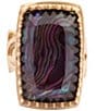 Barse Bronze, Abalone and Amethyst Moonlit Tide Statement Ring, Color:Gold - Image 2