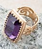 Barse Bronze, Abalone and Amethyst Moonlit Tide Statement Ring, Color:Gold - Image 4