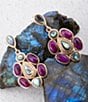 Barse Bronze, Abalone and Purple Turquoise Serenia Drop Earrings, Color:Gold/Multi - Image 4