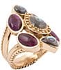 Barse Bronze Abalone and Purple Turquoise Serenia Statement Ring, Color:Gold/Multi - Image 1
