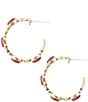 Color:Gold - Image 2 - Bronze and Carnelian Genuine Stone Hoop Earrings