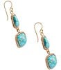 Barse Bronze and Cascade Duo Linear Earrings, Color:Turquoise/Gold - Image 2