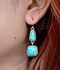 Barse Bronze and Cascade Duo Linear Earrings, Color:Turquoise/Gold - Image 3