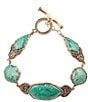 Color:Gold/Chrysocolla - Image 1 - Bronze and Chrysocolla Line Bracelet
