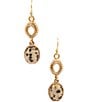 Barse Bronze and Dalmation Jasper Terra Linear Earrings, Color:Jasper/Gold - Image 1